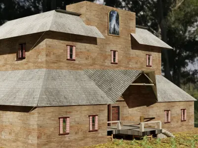 wooden house Low-poly 3D model