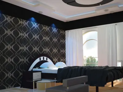 Its an interior view of bed room residential Free 3D print model