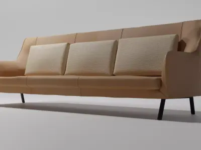  ORIGAMI SUEDE AND BOUCLE SOFA  3D model