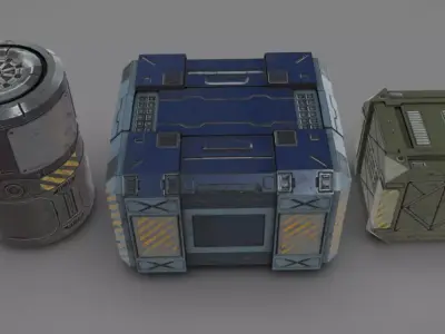 SciFi Containers Low-poly 3D model