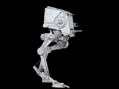 RIGGED Star Wars at st walker with walk cycle  3D model
