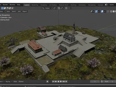 Free Fire Clock Tower Model Low-poly 3D model