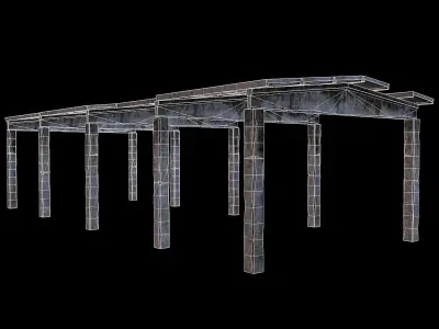 Concretecanopy wooden structure Low-poly 3D model