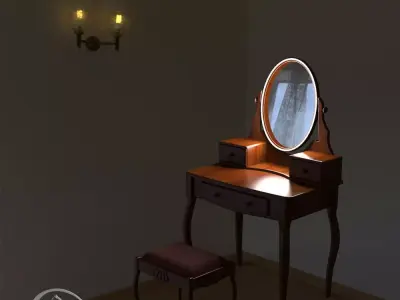 Dressing table with Led lighting and with a chair   3D model