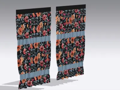 Curtain Low-poly 3D model 5
