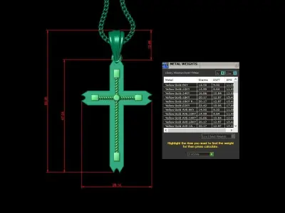 High Cross Pendant Light Gold 18K 4CP092 3D print model