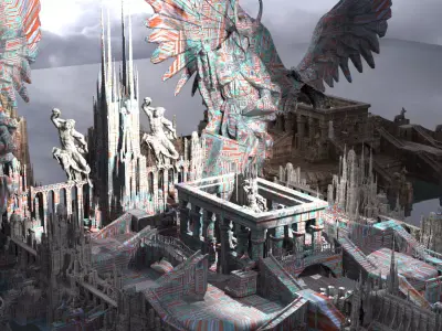 Angelic Sci fi City Huge Kitbash 3D model