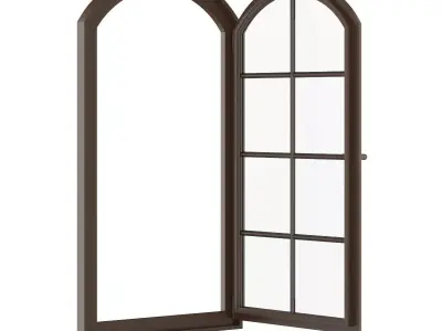 Brown Metal Window 940mm x 1820mm 3D model
