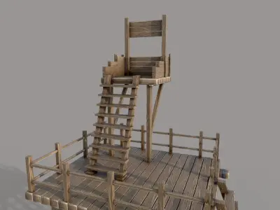 Wooden Watch Tower Low-poly 3D model
