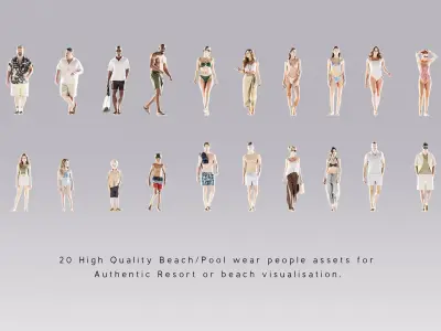 ArchViz People  20 Resort and Beach Character Models 3D model
