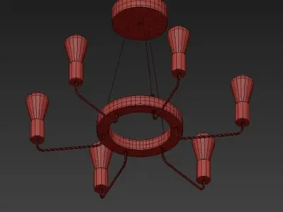 Gold Stick Chandelier 3D model