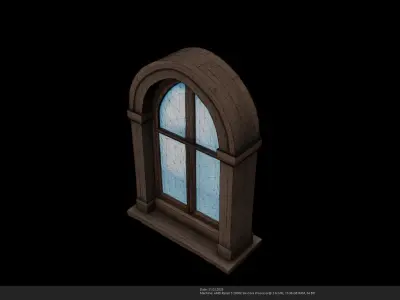 Stylized Medieval Window - AI Low-poly 3D model