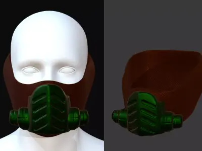Gas mask helmet 3d model scifi Low-poly  Low-poly 3D model