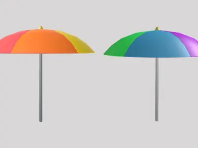 Stylized Low-Poly Beach Umbrella Pack B  Low-poly 3D model