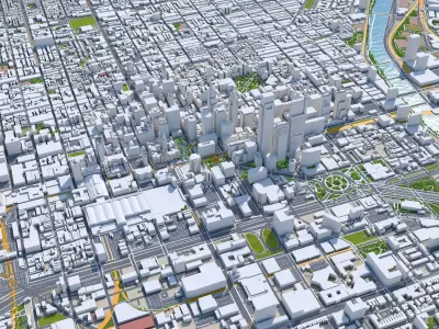 Philadelphia Downtown Pennsylvania USA Low-poly 3D model