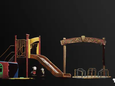 Post Apocalyptic Playground Equipment VOL 3 Low-poly 3D model
