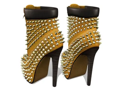 Ladies Boots With Studs Around Low-poly 3D model