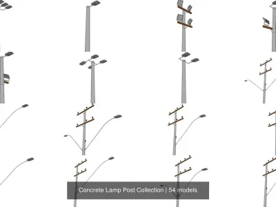 Concrete Lamp Post Collection 3D Model Pack
