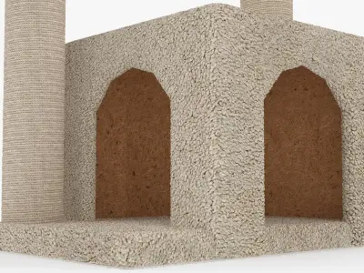  Fluffy Cat Standing on Cat Tree Tower Fur for Maya 