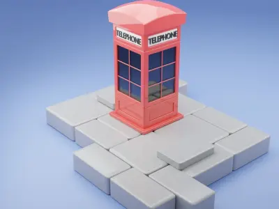 A Phone Booth with stone slabs Free low-poly 3D model