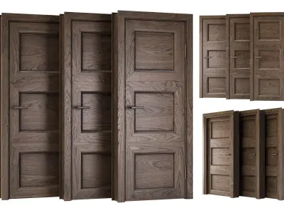 Wooden Door Set V3  3D model