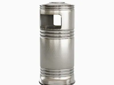 Metal Street Trash Bin 02 Low-poly 3D model