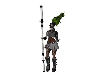 Apocalyptic Female Warrior  Game Ready 3D Model Low-poly 3D model