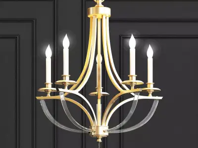 Bent 5 Light Crystal Chandelier 3D model
