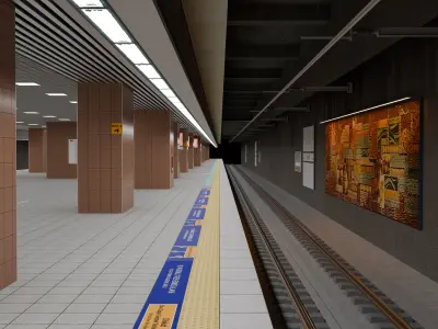 Marmaray Yenikapi Underground Train Station 3D Model Low-poly 3D model