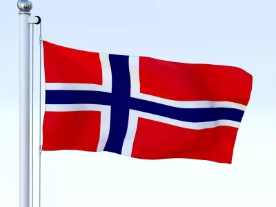 Animated Norway Flag Low-poly 3D model