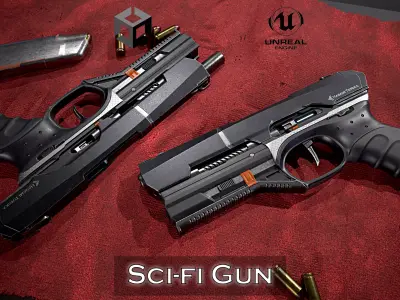 Sci-fi Gun Game Ready 4k Textures Low-poly 3D model