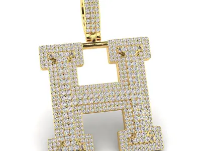 Alphabet Latter H Diamond Pendent 3D print model
