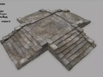 stairs 1 set of stone steps Low-poly 3D model
