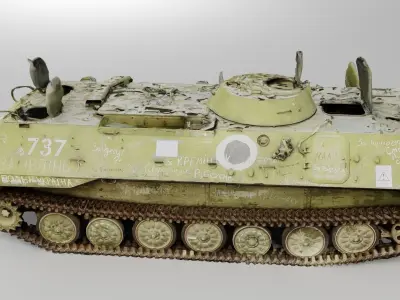destroyed russian MT-LB multi-purpose towing vehicle 3D model