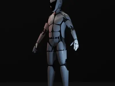 Futuristic robot - Game ready - Riged Low-poly 3D model