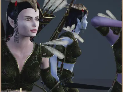 Elven Hunter Light Version Low-poly 3D model