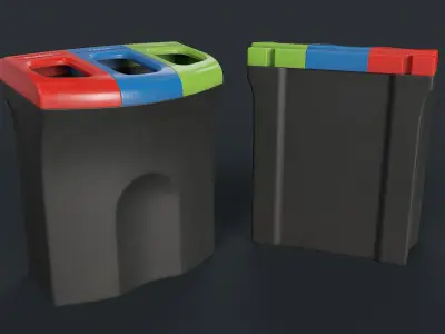 Street Trash Can 30 PBR Game Ready Low-poly 3D model
