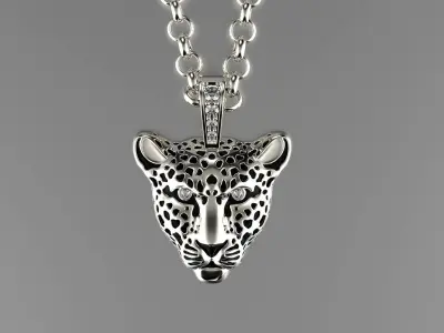 Jewelry Light Leopard Pendant with Enamel 0076 V3-1 3dm Stl Fbx 3D print model