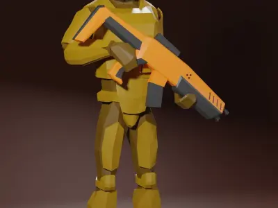 Sci - Fi Marine Low Poly for AR and VR Low-poly 3D model