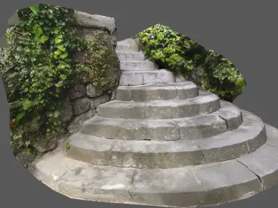 Stone Stairs LOW POLY 920 quards Low-poly 3D model