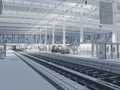Munich Central Train Station Complete Scene 3D model