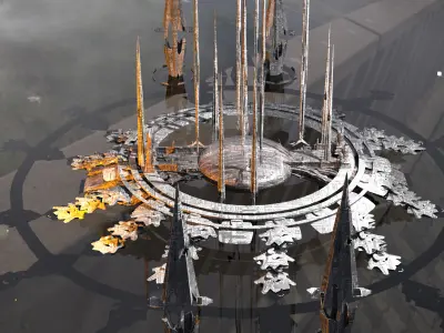 Pillars of Hercules Sci fi floor Low-poly 3D model