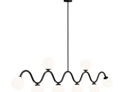 Wave Length Black Chandelier 3D model