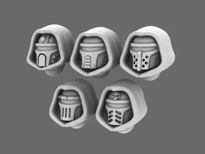 Space Knights V2 Metal Storm Hooded Helmets 3D print model