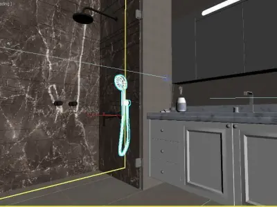 Modern Bathroom Scene  Low-poly 3D model