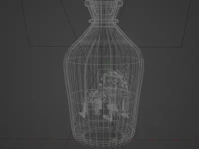 Mushrooms and Rigged Animation Butterfly in Bottle 3D Model 3D model