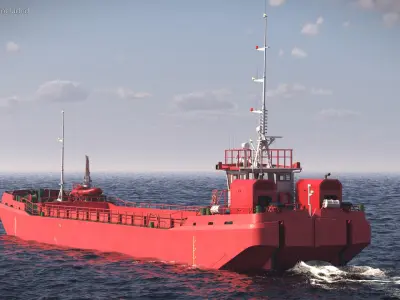  Split Hopper Barge Red Rigged for Maya 