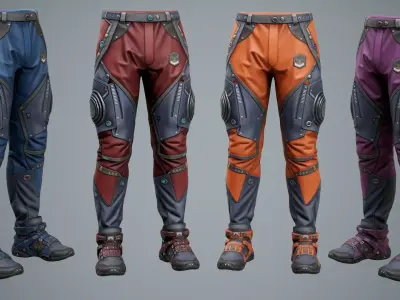 Sci-Fi Pants Sneakers P04 Low-poly 3D model