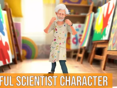 Colorful Scientist Character model pack Low-poly 3D model