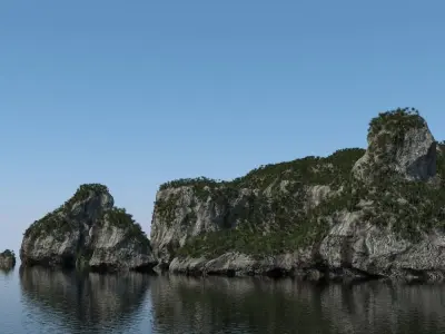 Cliff with Palms 3D model